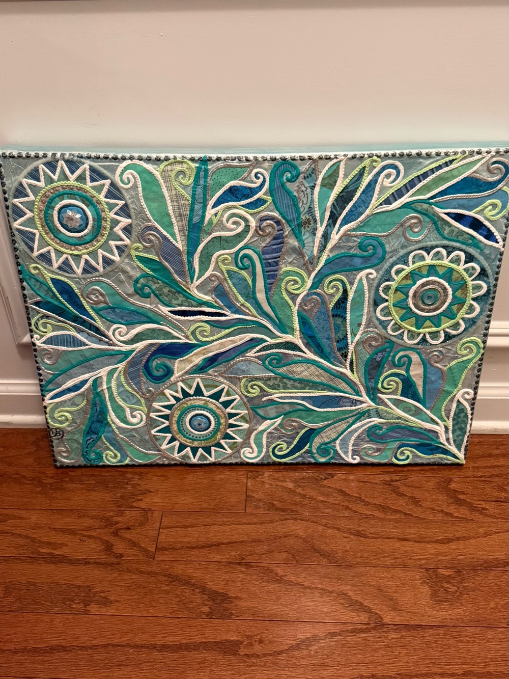 Jilian Nicole Boivinart Teal and Aqua Abstract Floral Wall Art